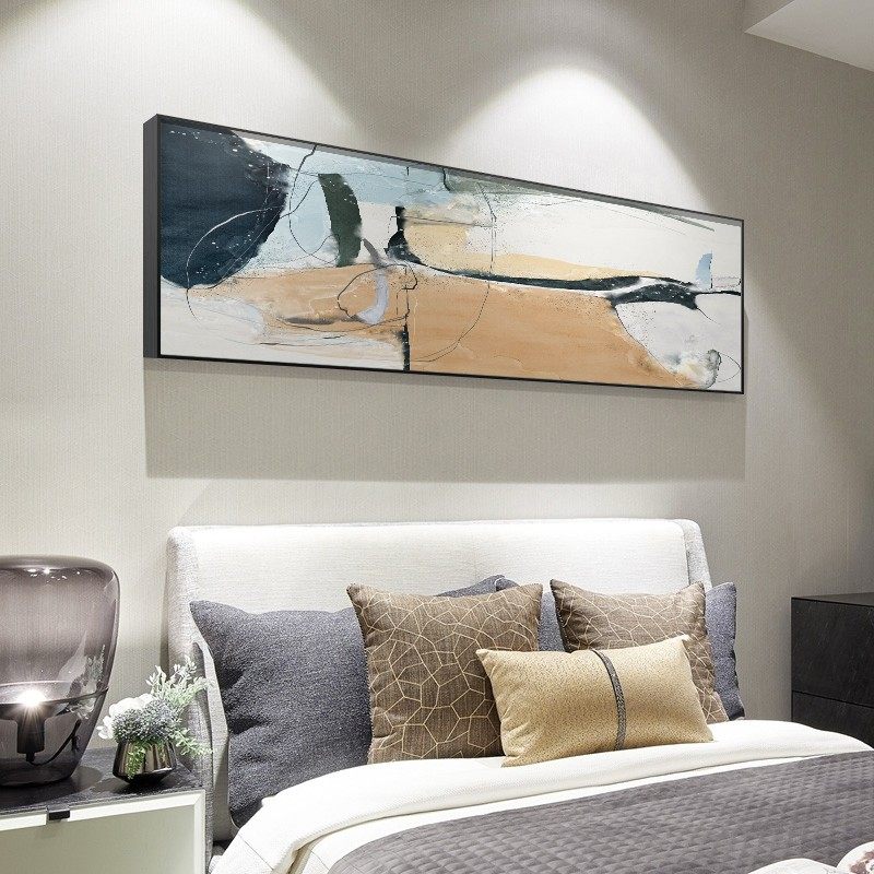 抽象大气卧室床头装饰画横版大尺寸酒店房间床铺靠背的墙壁挂画,家居饰品,现代装饰画,淘宝优惠券,粉丝福利购,淘宝优惠卷