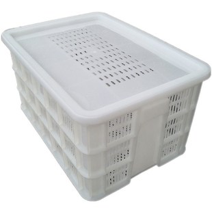 新款带盖龙虾筐熟胶塑料筐子有盖水果框苗筐长方形收纳周转筐带盖