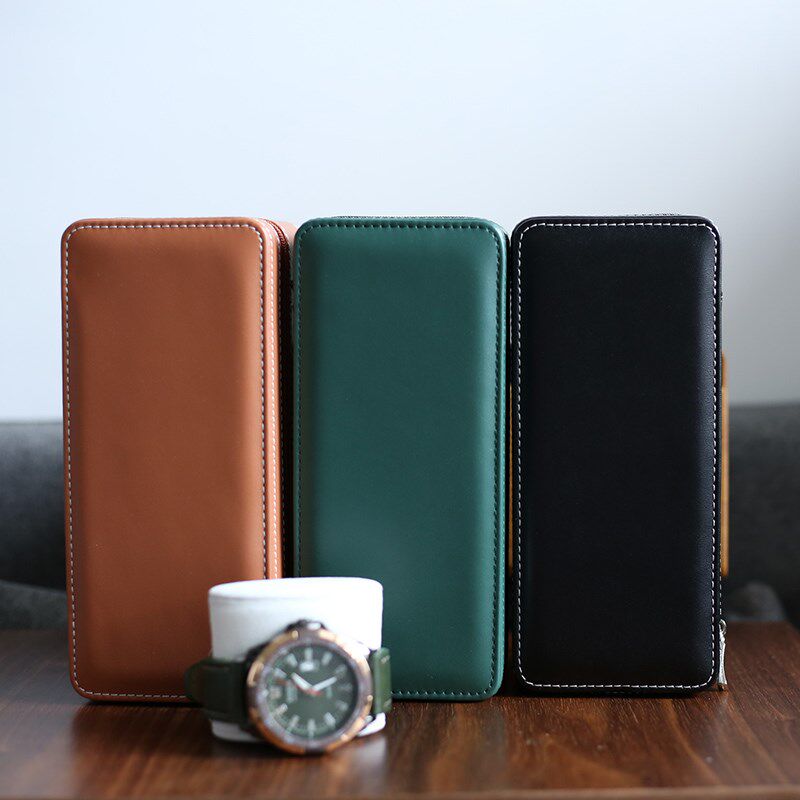 皮质手表收纳盒便携式表盒旅行腕表保护盒防撞抗压机械表拉链盒子