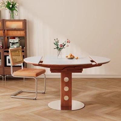 岩板伸缩餐桌现代简约长方形家用可折叠变长桌圆桌小户型伸缩桌