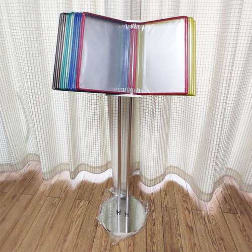 落地资料金属展示文件架车展广告牌A4立式展示文件夹20页活页翻页