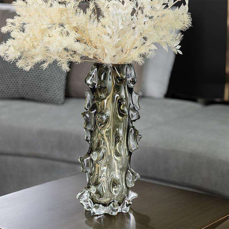 轻奢简约玻璃花瓶琉璃花器家居客厅书房样板间售楼处大厅装饰摆件