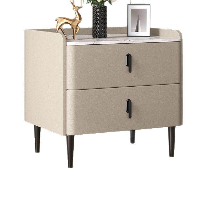 轻奢床头柜感卧室现代简约实木岩板小型床头置物架储物小柜子客厅