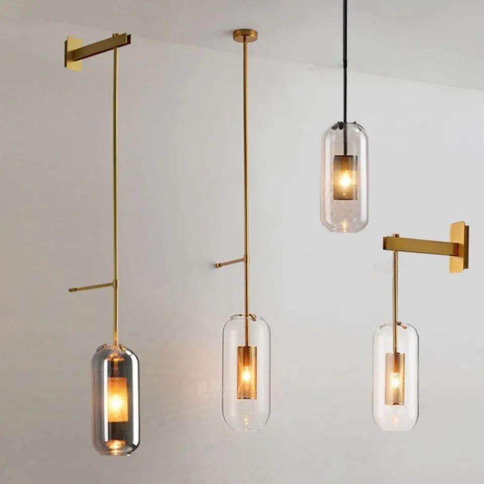 北欧轻奢长杆玻璃壁灯现代简约客厅酒店餐厅走廊过道卧室床头壁灯