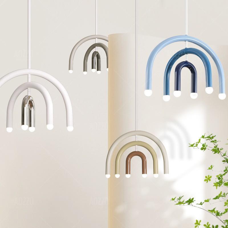 波兰U形吊灯北欧小客厅主卧室灯饰儿童房间创意TRN符号弧形led灯
