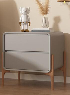 轻奢床头柜奶油风简约现代小柜子实木柜免安装卧室小型床头收纳柜