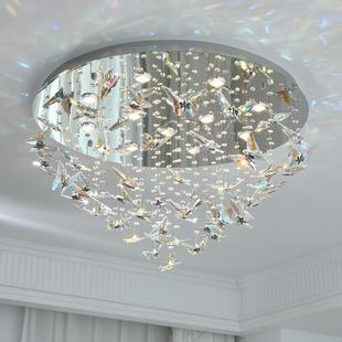 现代轻奢客厅水晶灯设计师款 浪漫蝴蝶主卧室儿童房间吸顶灯具 法式