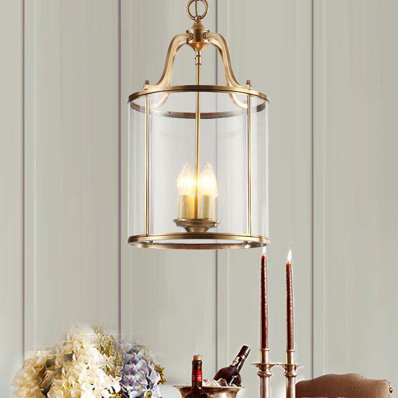美式全铜餐厅吧台吊灯现代轻奢简约创意极简玻璃过道阳台灯