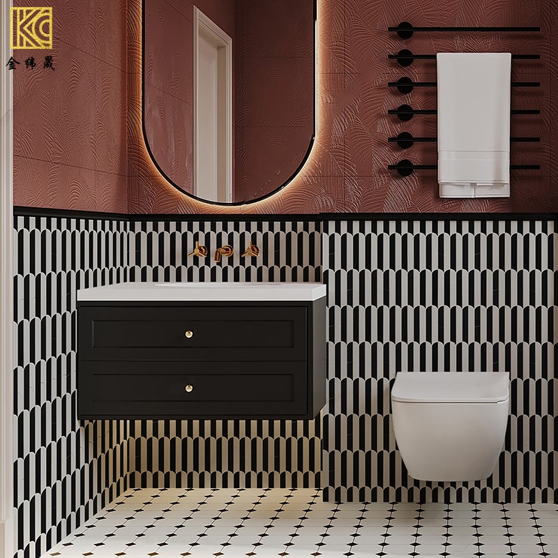 轻奢法式石材马赛克瓷p砖浴室卫生间厨房防滑地砖玄关大理石背景