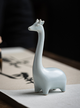 创意梅花鹿小摆件可爱小动物陶瓷工艺品I家居客厅桌面置物架装饰