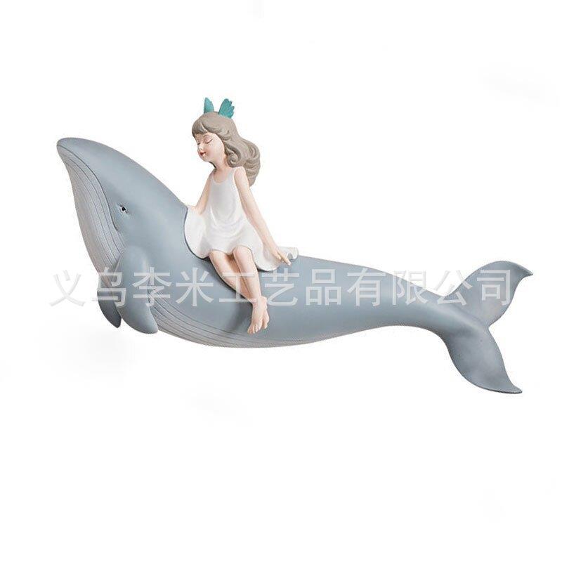北欧壁挂摆件 儿童房装饰画卧室挂件 鲸鱼海豚女孩创意装饰品搭配