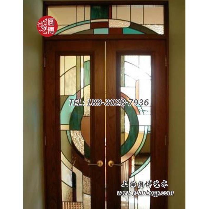 彩色玻璃穹顶抽象彩色玻璃门窗创意彩绘玻璃艺术穹顶圆博工艺