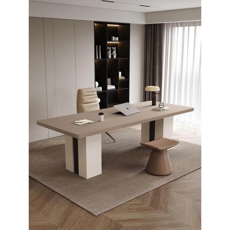 意式极简岩板书桌大户型办公桌双人工作台轻奢家用现代简约写字台