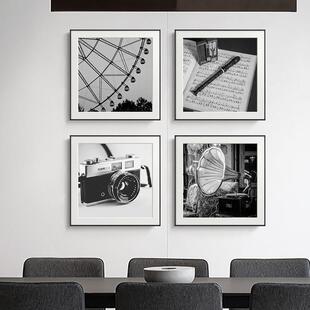 黑白摄影装饰画北欧简约艺术照片墙怀旧复古办公室样板间客厅挂画