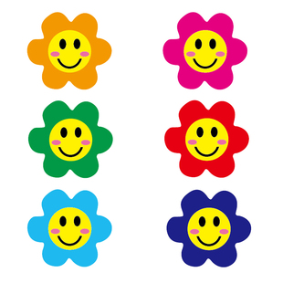 6色磁性小花贴笑脸磁贴绩效考核奖励表扬自律表磁贴白板黑板冰箱贴笑脸小花磁性贴