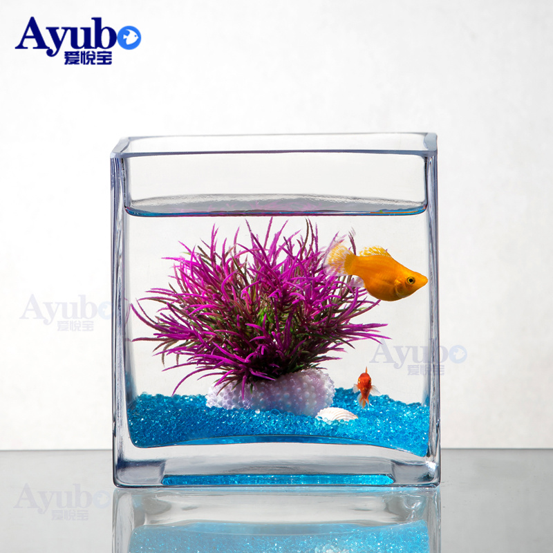 正方形玻璃鱼缸中小型金鱼缸客厅懒人桌面乌龟缸造X景迷你水族箱
