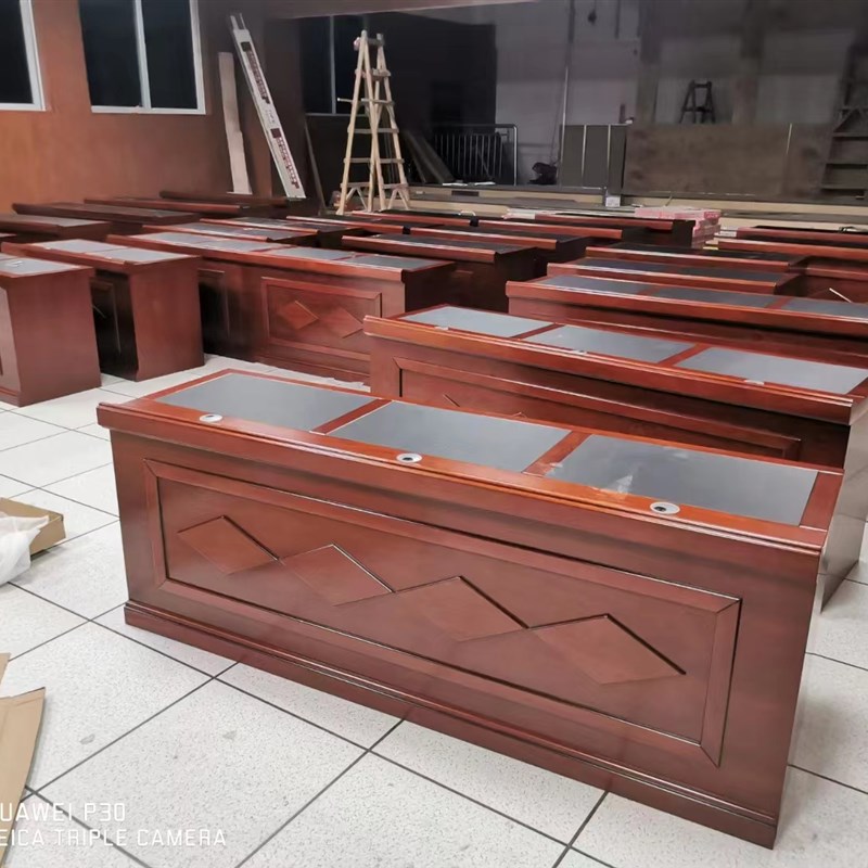 油漆实木演讲台会议桌主席台长条形桌培训桌O椅发言台会议室桌椅