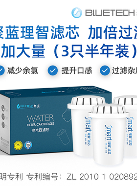 Bluetech聚蓝大容量3v枚装滤芯净水壶器直饮过滤水壶理智三代家用