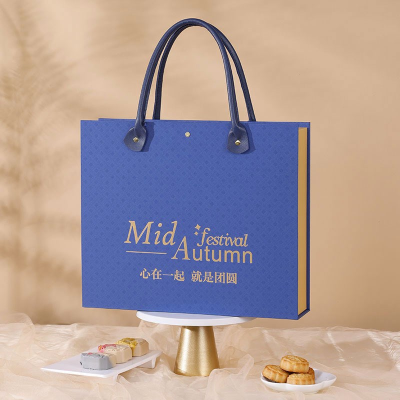 中秋月饼礼盒包装盒高档皮质手提月饼盒精品创意礼品盒Y翻盖盒空