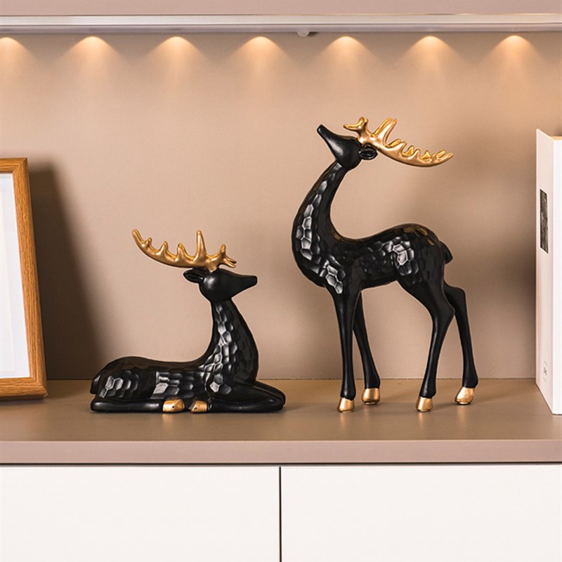 轻奢麋鹿摆件家居客o厅酒柜电视柜装饰品北欧玄关桌面摆设乔迁礼