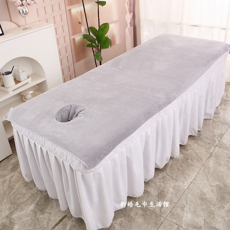 美容院专用铺床毛巾带洞推拿理x疗店床单大浴巾趴巾吸水可定制log