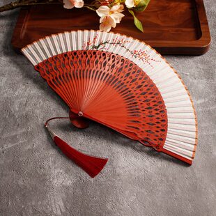 高档 扇竹扇子折扇日式折扇礼品中国风京都居】解意 白和风鸟【