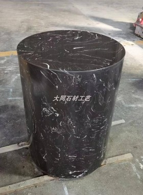 圆柱形大理石底座高端摆件家居饰品奢华装饰酒P店样板房展示雕塑
