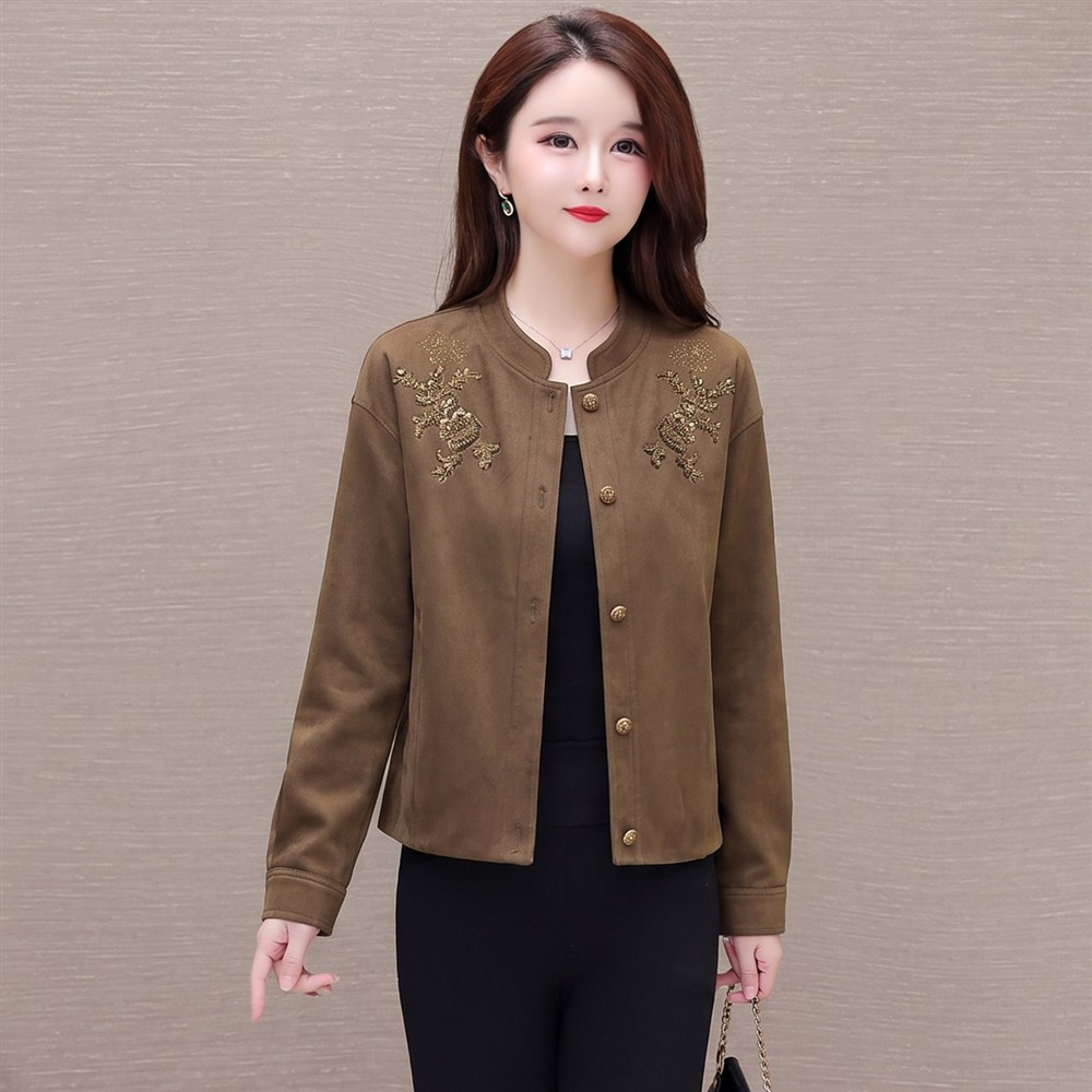 时尚妈妈装立领外套2026年秋季新款韩版女装百搭长袖纯色休闲上衣