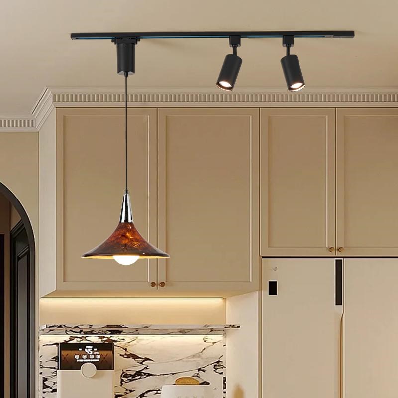 餐厅吊灯中古复古彩绘熔岩射灯轨道灯餐桌饭厅商铺吧台收银台吊灯