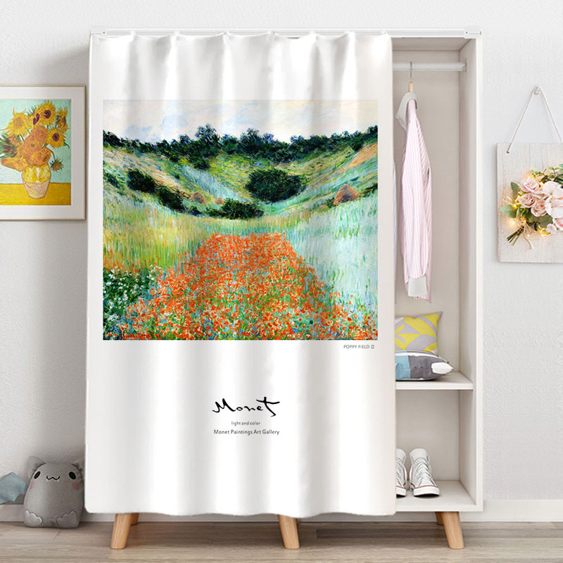 衣柜门帘杂物柜子遮挡帘书柜防尘滑轨拉帘鞋柜遮丑装饰油画布帘子