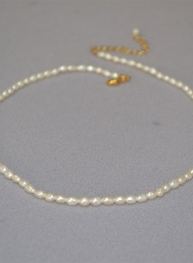 基础款淡水米粒珍珠法式温柔魅力女人简约气质百搭锁骨链短款项链