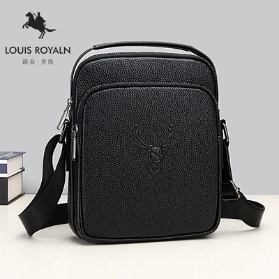 吉祥鹿潮牌斜挎包男真皮单肩包休闲男包手提包男士包包小背包