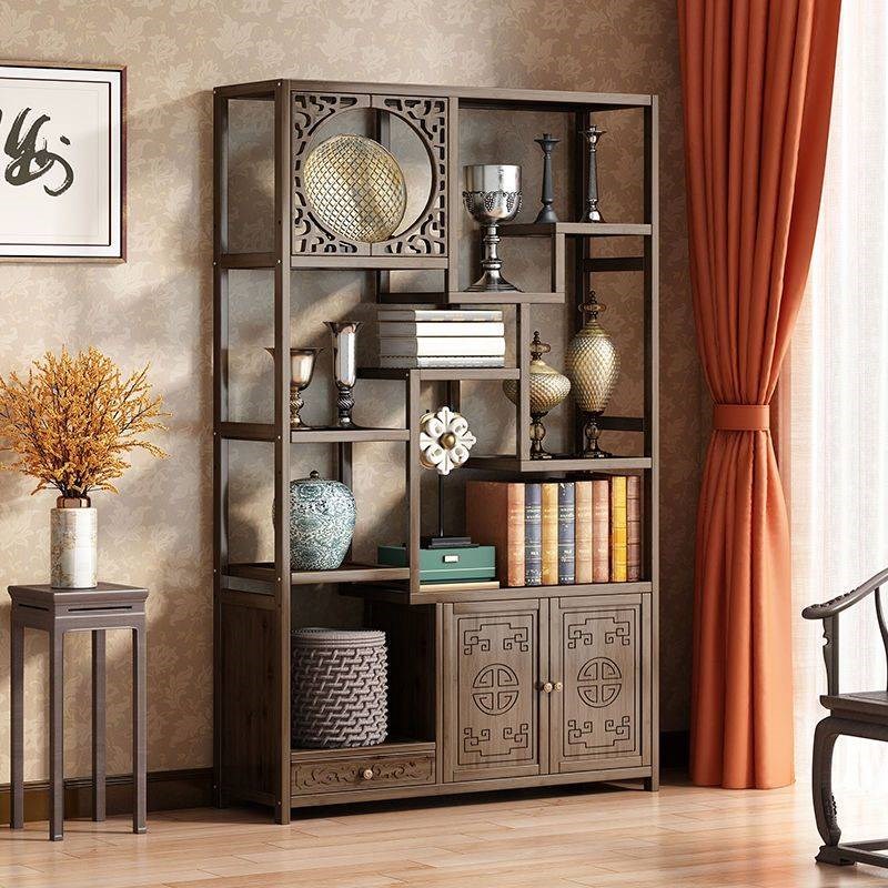博古架实木博古架新中式玄关隔断茶具多宝阁置物架茶叶展示柜中式