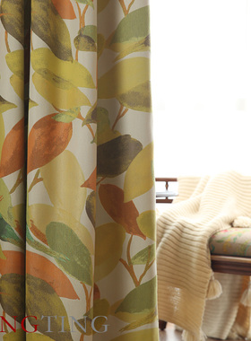 Vier维耶 秋日花园风高精密美式北欧遮光窗帘定制卧室客厅飘窗