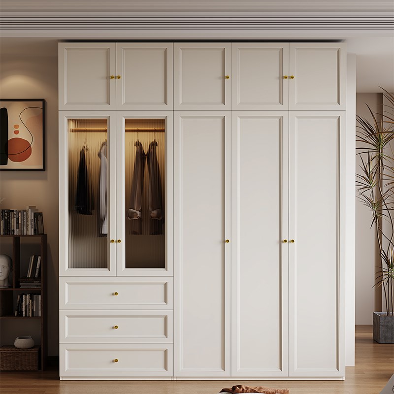 新款2024年爆款法式奶油风实木衣柜主卧室家用带梳妆台一体成品柜