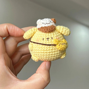 可爱胖胖布丁狗挂件毛线手工编织diy钩针材料包手作玩偶打发时间