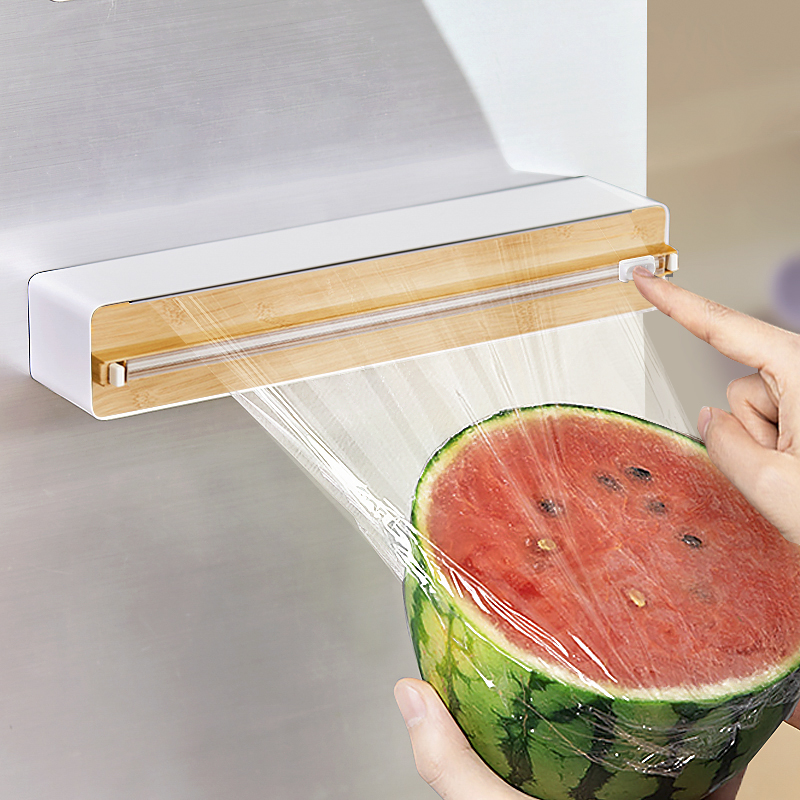 保鲜膜切割器磁吸冰箱置物架厨房壁挂式免撕双向滑刀锡纸收纳神器