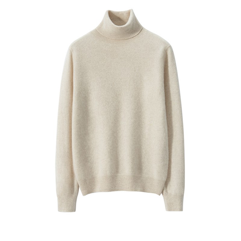 软糯纯山羊绒女士加厚高领宽松时尚秋冬款纯色套头百搭针织打底衫