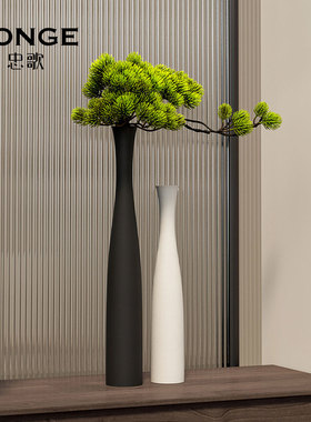 黑白简约风玄关装饰摆件高大花瓶陶瓷家居客厅电视柜乔迁新居礼品