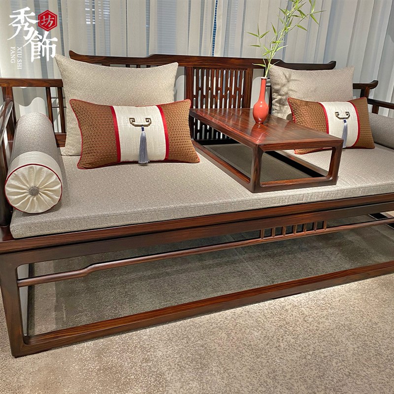 新中式罗汉床垫子红木沙发坐垫定制实木家具古典海绵垫飘窗乳胶垫