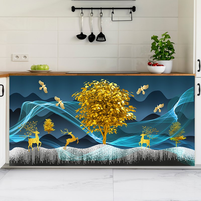 橱柜遮挡帘橱柜门帘魔术贴鞋柜厨房遮挡帘免打孔帘柜帘遮丑防尘帘