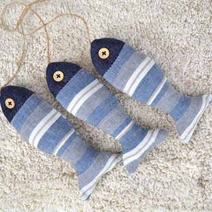 地中海手工串布背景墙装饰鱼挂件橱窗墙面墙饰幼儿园布艺创意挂饰