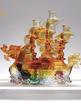 一帆风顺摆件龙舟帆船模型工艺品公司开业乔迁礼品办公室店铺摆设