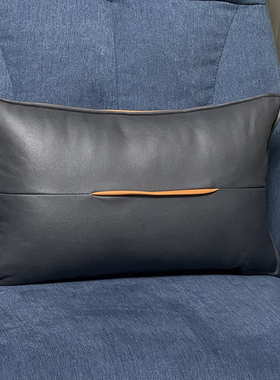 科技布抱枕轻奢长方形腰r枕橙色客厅皮沙发腰靠垫枕头靠枕套不含