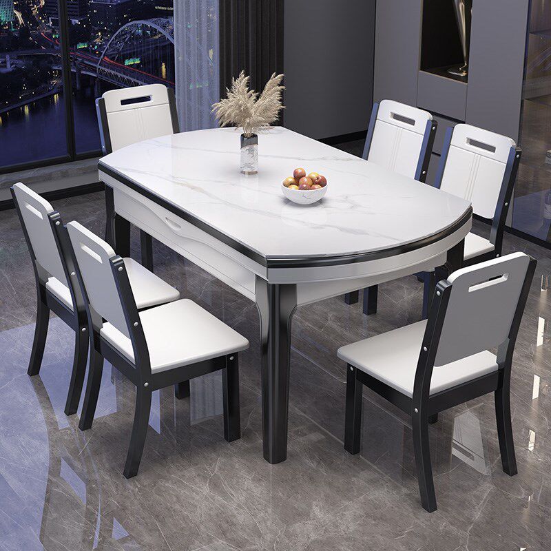 岩板餐桌椅现代简约轻奢伸缩可变圆桌饭G桌子客厅小户型家用2025