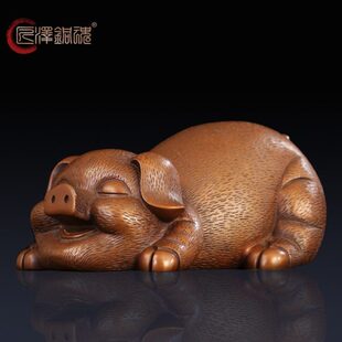 猪魂 紫铜日匠泽摆件生工艺品梦想客厅装饰白猪家居肖铜品礼品铜