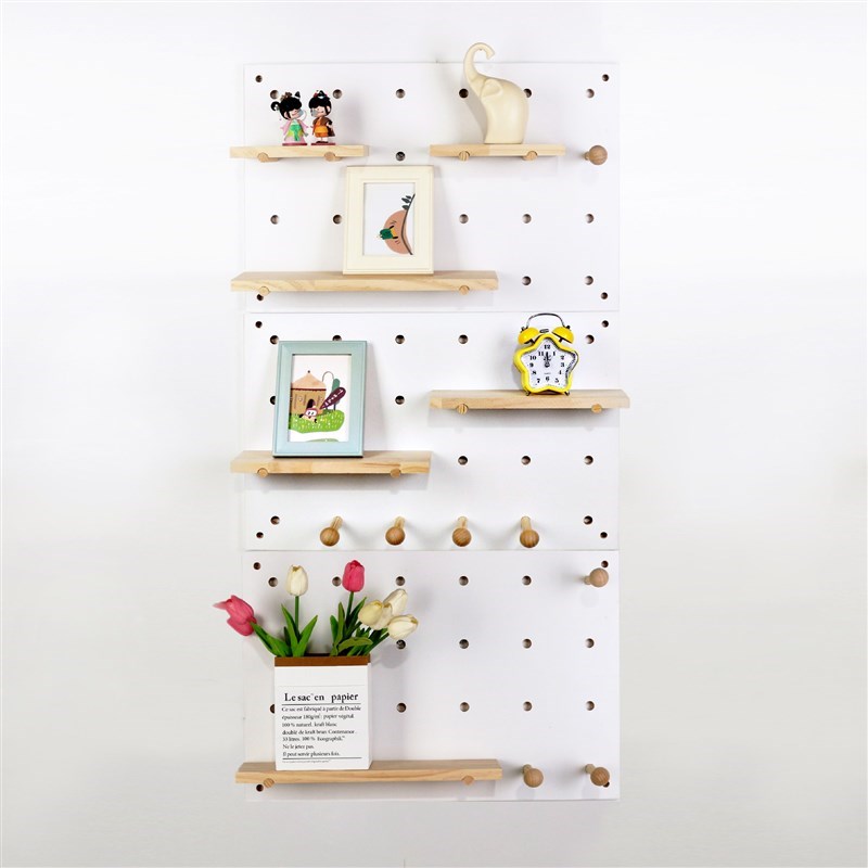 实木洞洞板玄关墙面置物架墙上挂E板入户隔板收纳架墙壁展示架