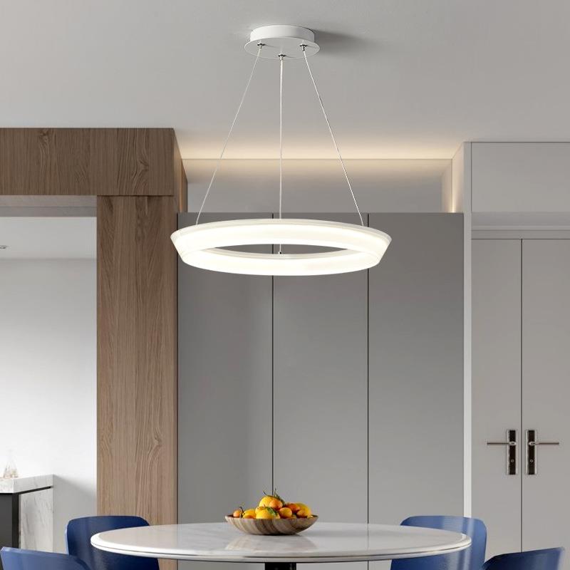 奶油风吊灯北欧现代简约样板房客厅卧室餐厅灯设计师LED圆环灯具