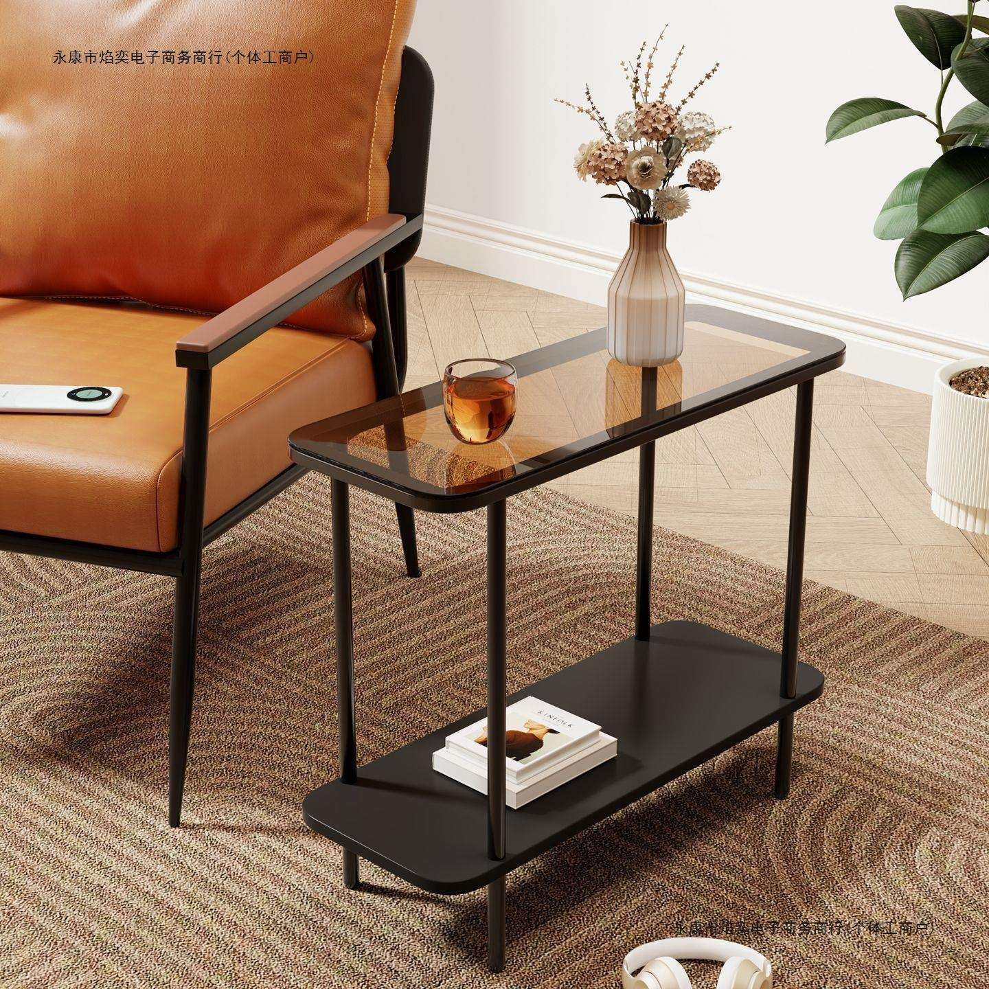 超窄家用小桌子简易沙发侧边茶几极窄卧室床头柜轻奢角几置物架