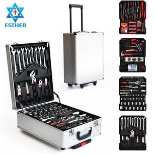 厂家直销186件工具套装 拉杆箱工具铝箱四层五金组合汽修家用